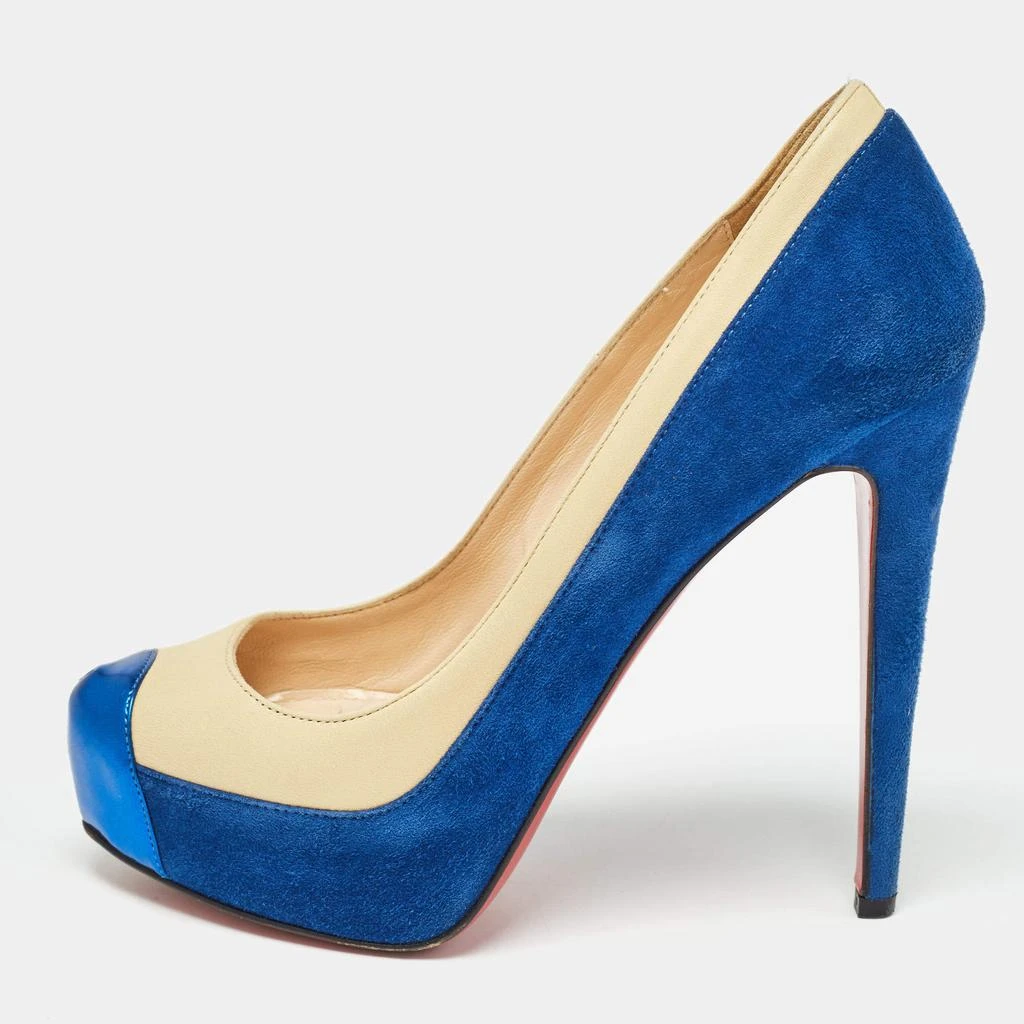 Christian Louboutin Christian Louboutin Blue/Light Yellow Suede and Leather Pumps Size 36 1