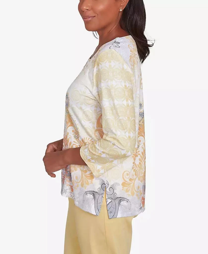 Alfred Dunner Petite Dress Code Square Neck Paisley Geometric Top 3