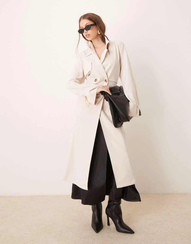 River Island River Island lightweight duster coat in ecru 1