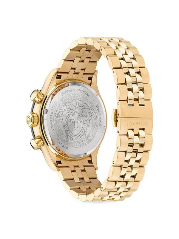 Versace Hellenyium Chrono 44MM IP Goldtone Stainless Steel Bracelet Watch 3