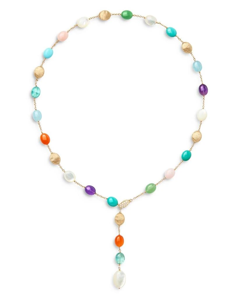 Marco Bicego 18K Yellow Gold Siviglia Multi Stone & Diamond Textured Bead Lariat Necklace, 18" - Exclusive, Italy Campaign 3