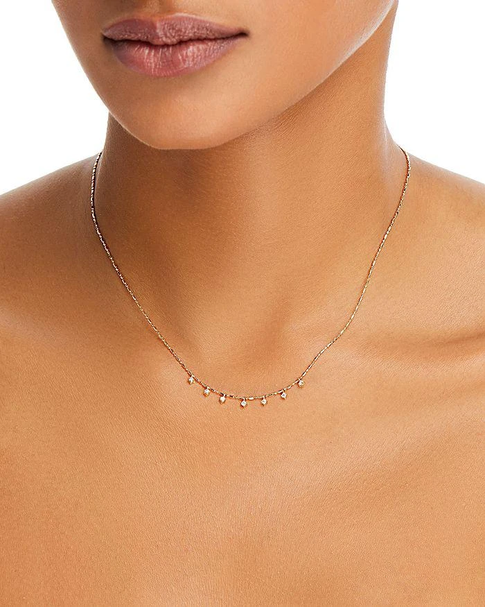 Zoe Chicco 14K Yellow Gold Prong Diamonds Diamond Dangle Collar Necklace, 16" 2