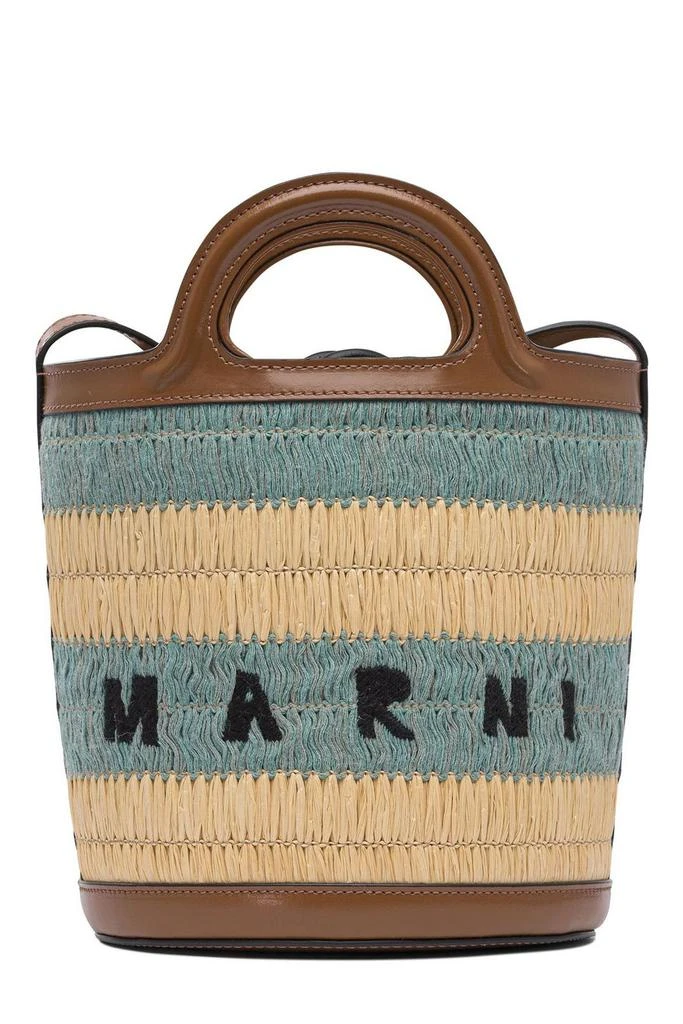 Marni Marni Logo Detailed Striped Woven Bucket Bag 1