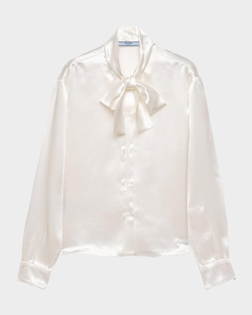 Prada Satin Scarf Collar Shirt