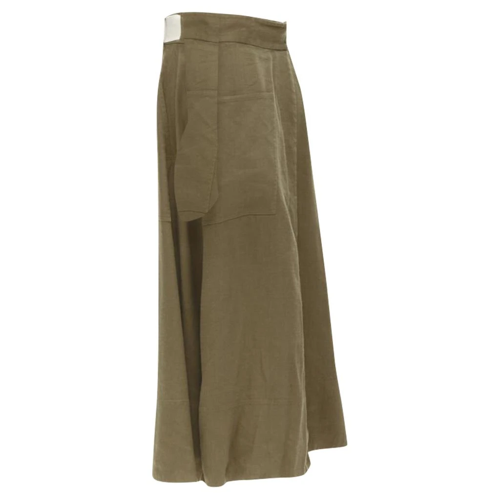 Tibi safari linen blend belted wrap midi skirt 6