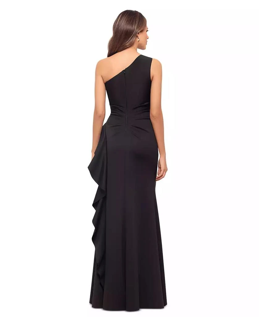 XSCAPE Women's Ruffled One-Shoulder Scuba Gown 2