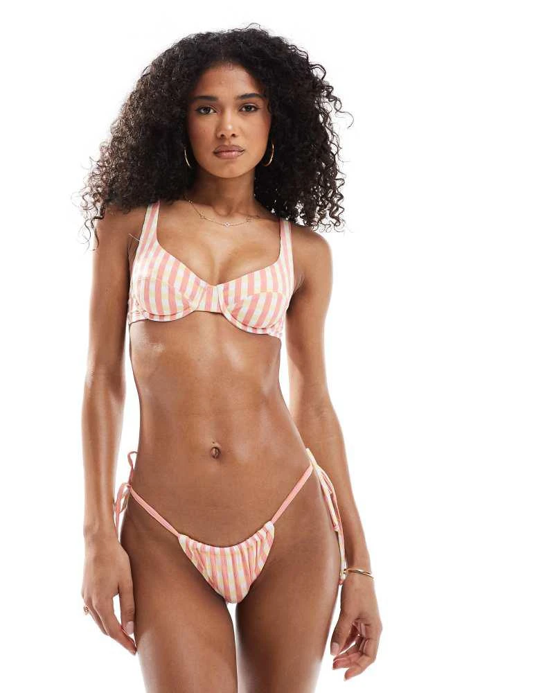 Cotton:On Cotton On Underwire balconette bikini top in shell pink gingham 4