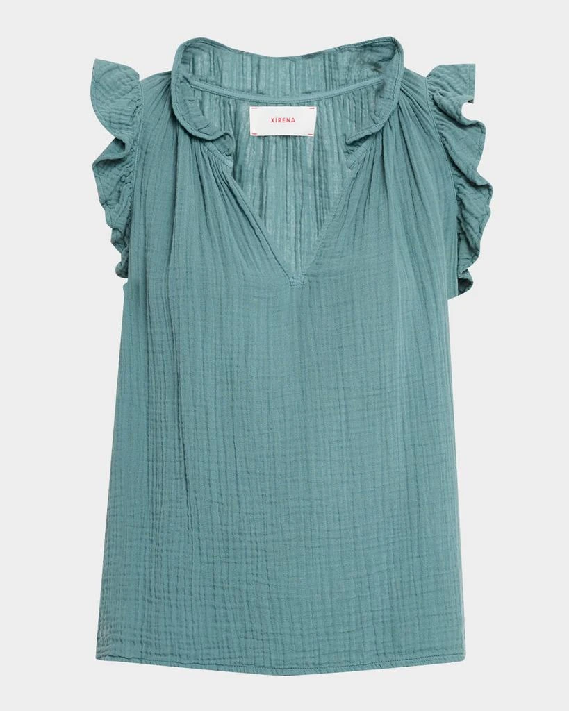 XIRENA Bex Sleeveless Ruffle Cotton Gauze Top 1