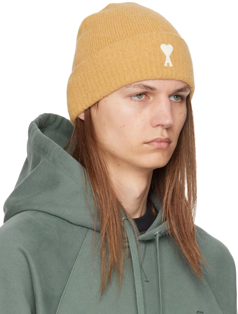 AMI Paris Yellow Off-White Ami de Coeur Beanie 2