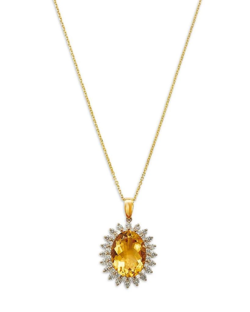 Bloomingdale
s Fine Collection Citrine 
Diamond Halo Pendant Necklace in 14k Yellow Gold, 16" 1