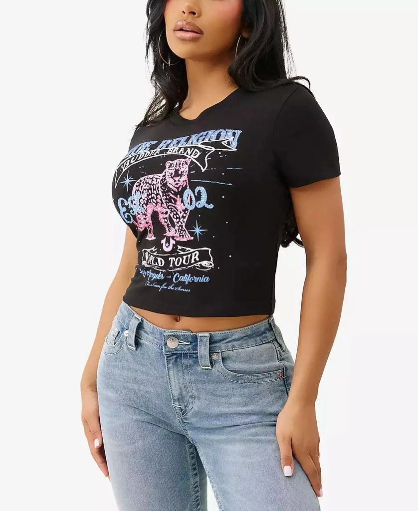 True Religion Women's Crystal Leopard Baby T-Shirt 3