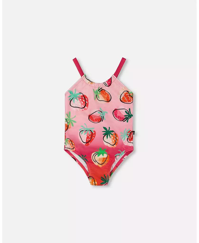 Deux par Deux Girl Printed One-Piece Swimsuit Pink Gradient Strawberry - Toddler|Child