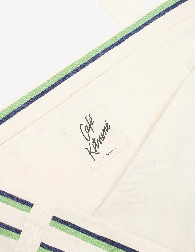 预计3周后发货 Maison Kitsune Tote Bag À Rayures Café Kitsuné - Matcha/Blanc/Marine 5