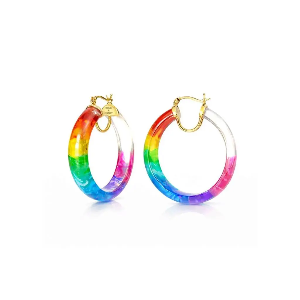 Gold & Honey Gold & Honey - Women's Tie Dye Lucite Small Hoops