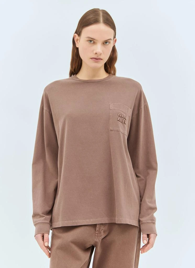 Miu Miu Long-Sleeve Logo T-Shirt 1