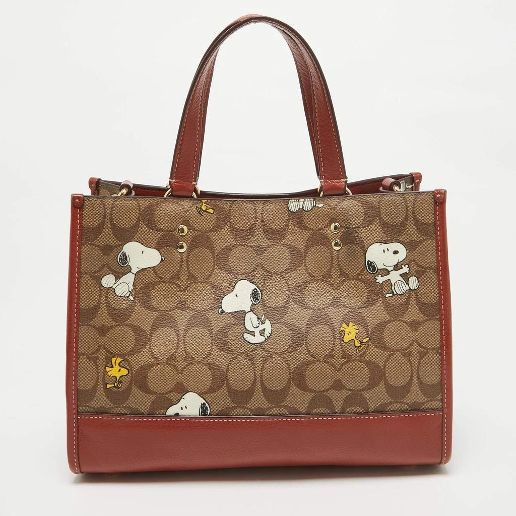 Coach Coach x Peanuts Khaki/Woody Red Snoopy Woodstock Print Coated Canvas Dempsey Carryall Bag 4