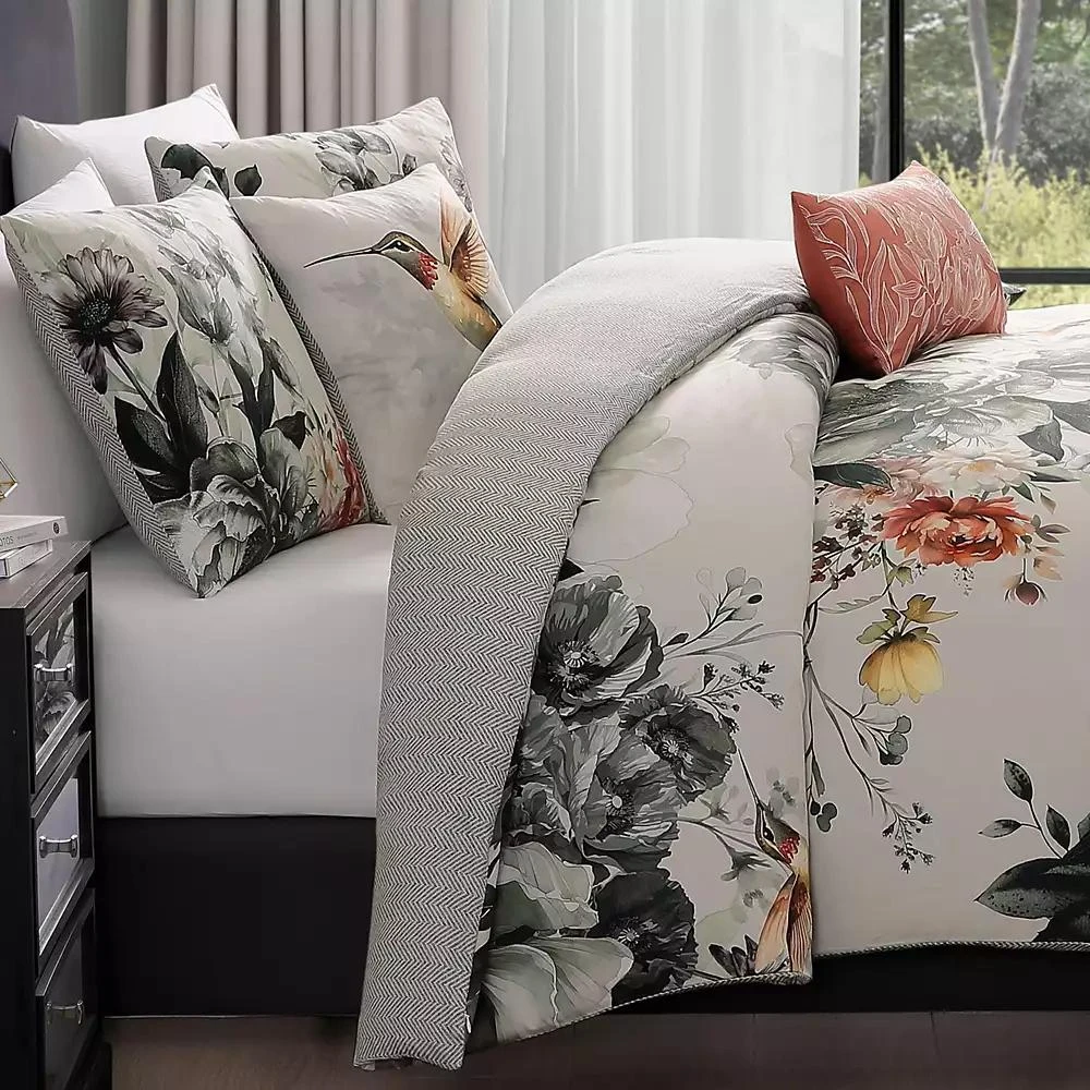 Bebejan Vintage Bloom Bedding 100% Cotton Sateen 5 Piece Queen Size Reversible Comforter Set 7