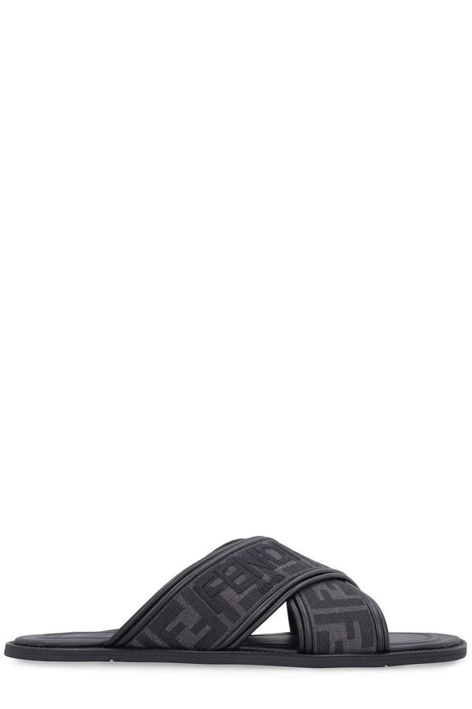 Fendi Fendi FF Logo Detail Crossed Slides 1