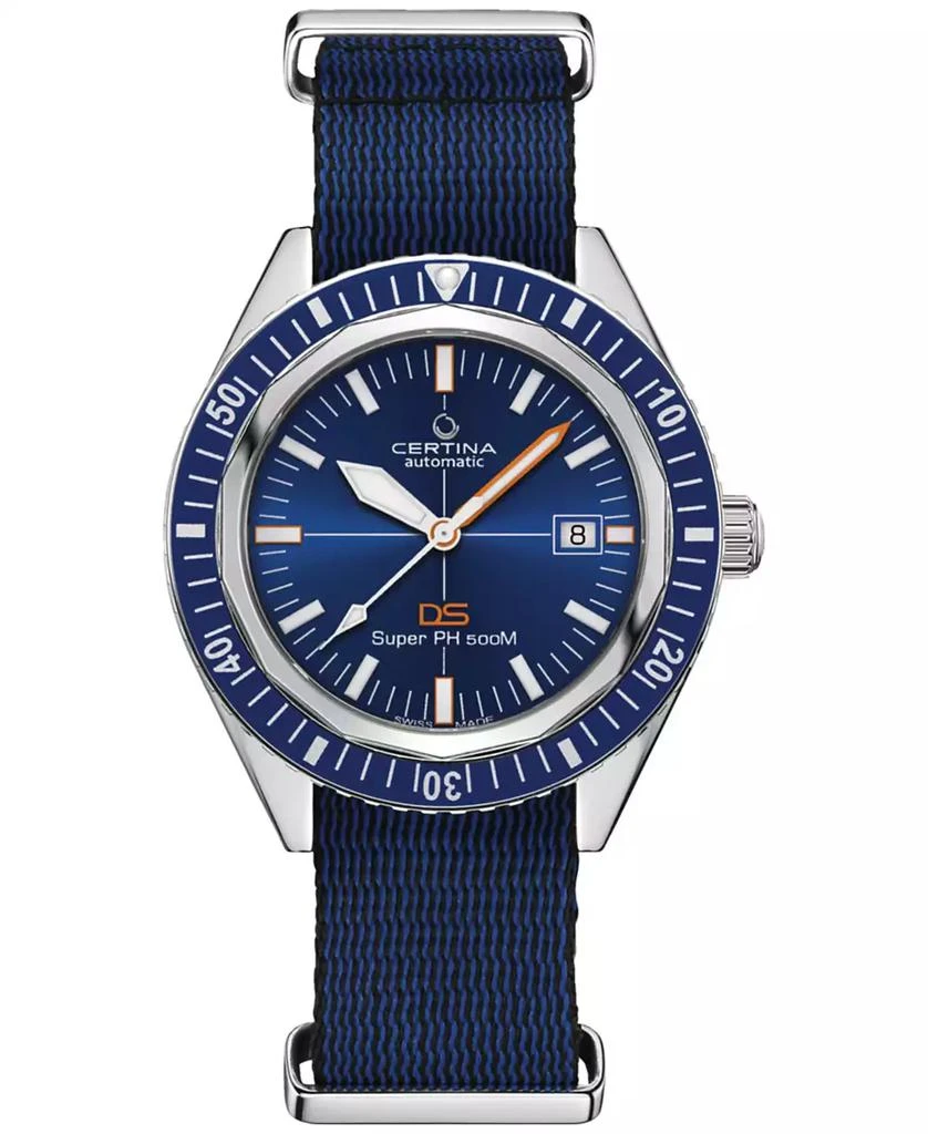 Certina Men's Swiss Automatic DS Super PH500M Blue Synthetic Strap Watch 43mm 1