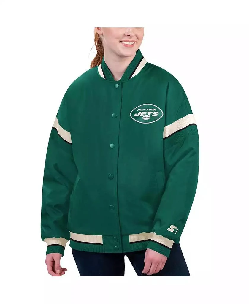 Starter Women's Green New York Jets Tournament Full-Snap Varsity Jacket 1