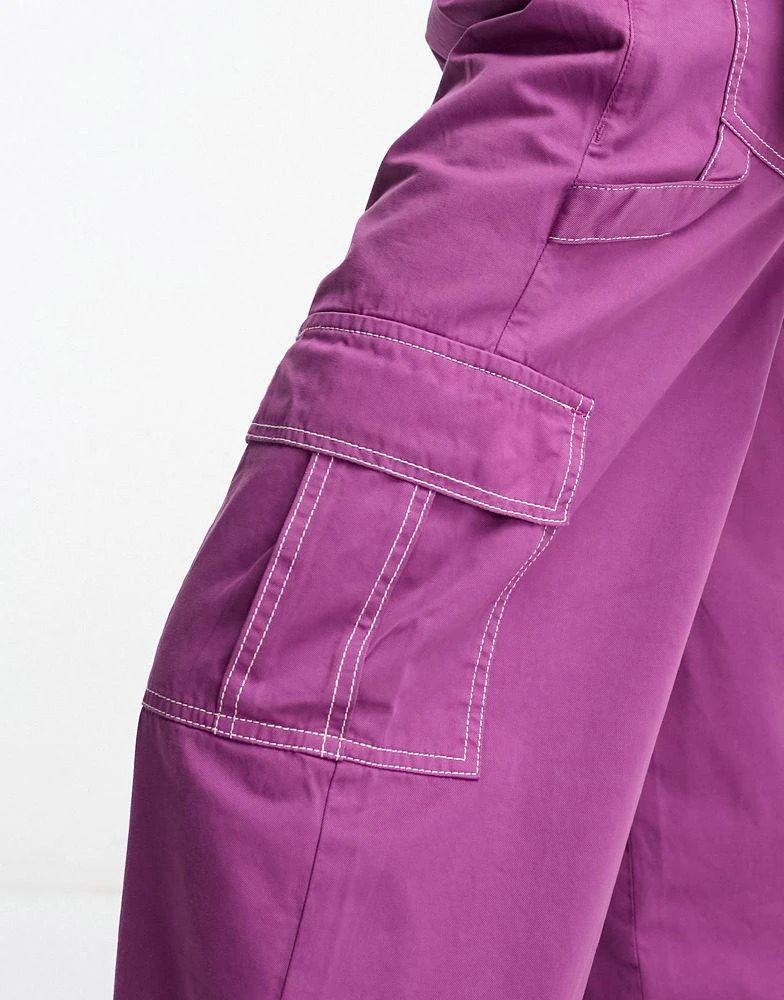 Native Youth Native Youth straight leg twill cargo trouser co-ord in purple 3