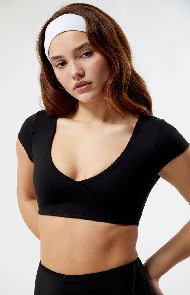 PAC 1980 PAC WHISPER Active Black Anya Surplice Bra Top