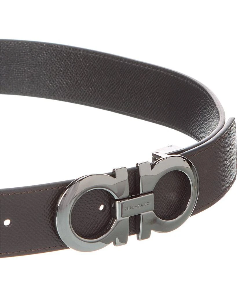Reversible and adjustable Gancini belt (black/fossil grey) FERRAGAMO REVERSIBLE AND ADJUSTABLE REVERSIBLE GANCINI BELT  main image 2