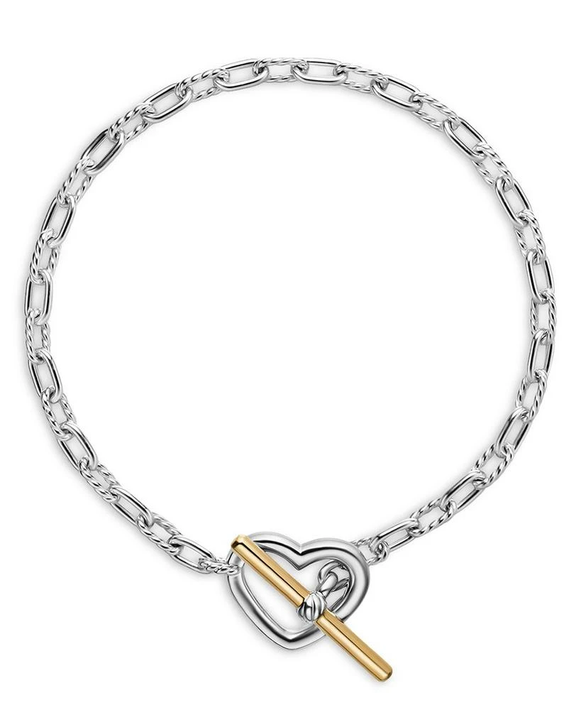 David Yurman DY Madison® Heart Toggle Chain Bracelet in Sterling Silver with 18K Yellow Gold, 3mm 2