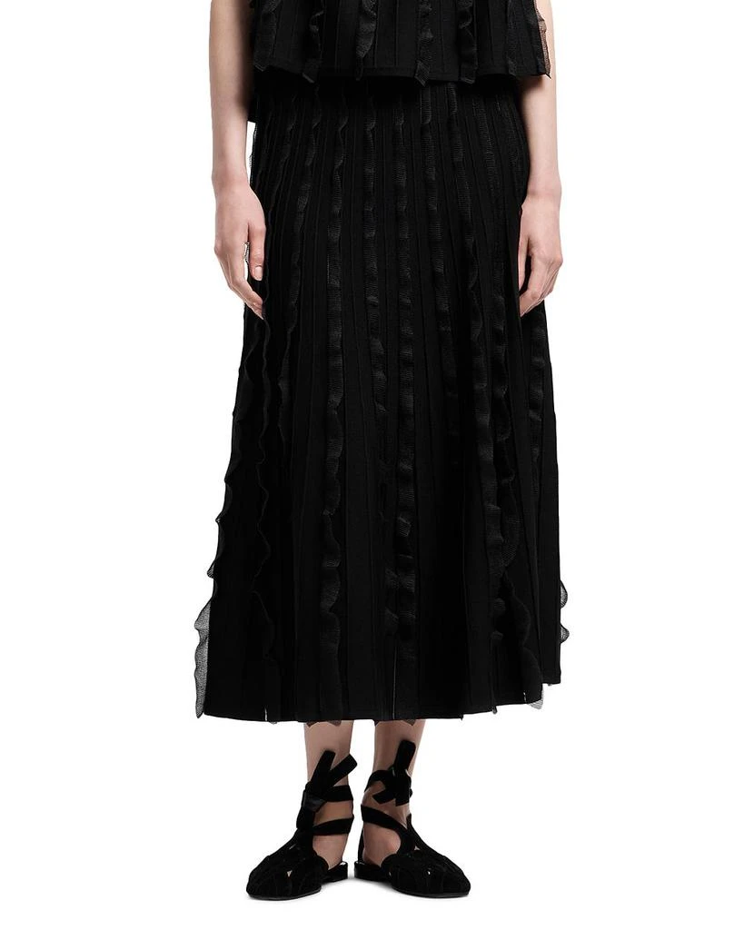 Emporio Armani Midi A Line Skirt with Vertical Ruffle Detail 1