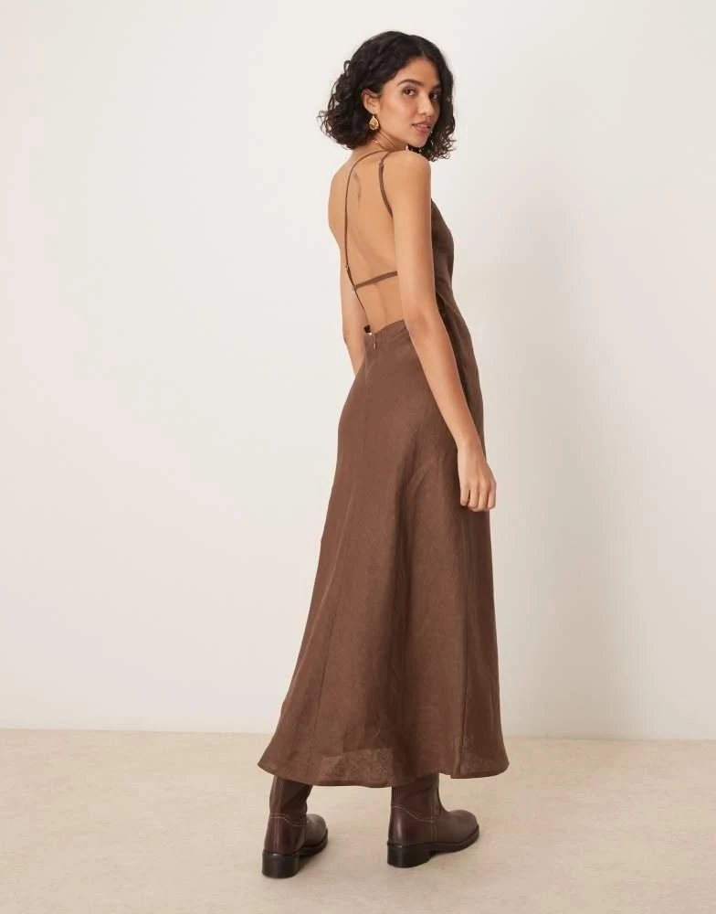 knee length dresses for ladies Renee V-Neck Linen Maxi Dress main image 1