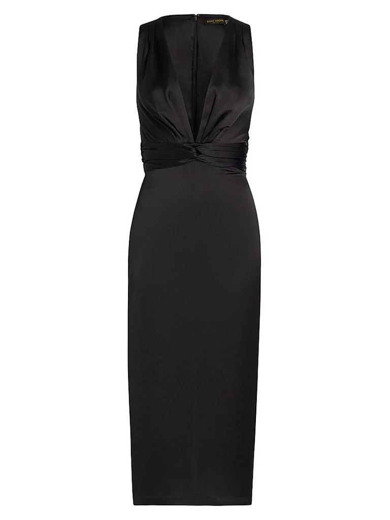 satin plunge midi dress Chocolate Warehouse Petite Satin Cut Out Waist Plunge Neck Midi Dress