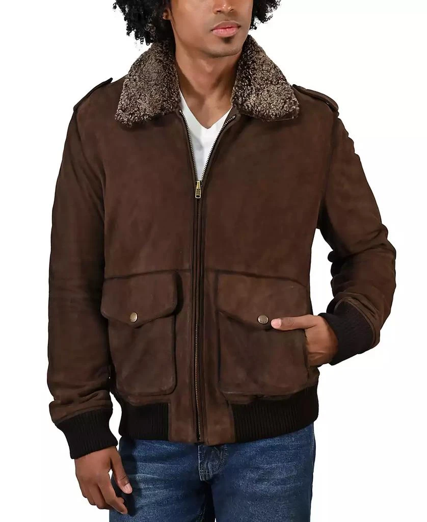 Frye Men's Suede Bomber Jacket with Vintage Finish 1
