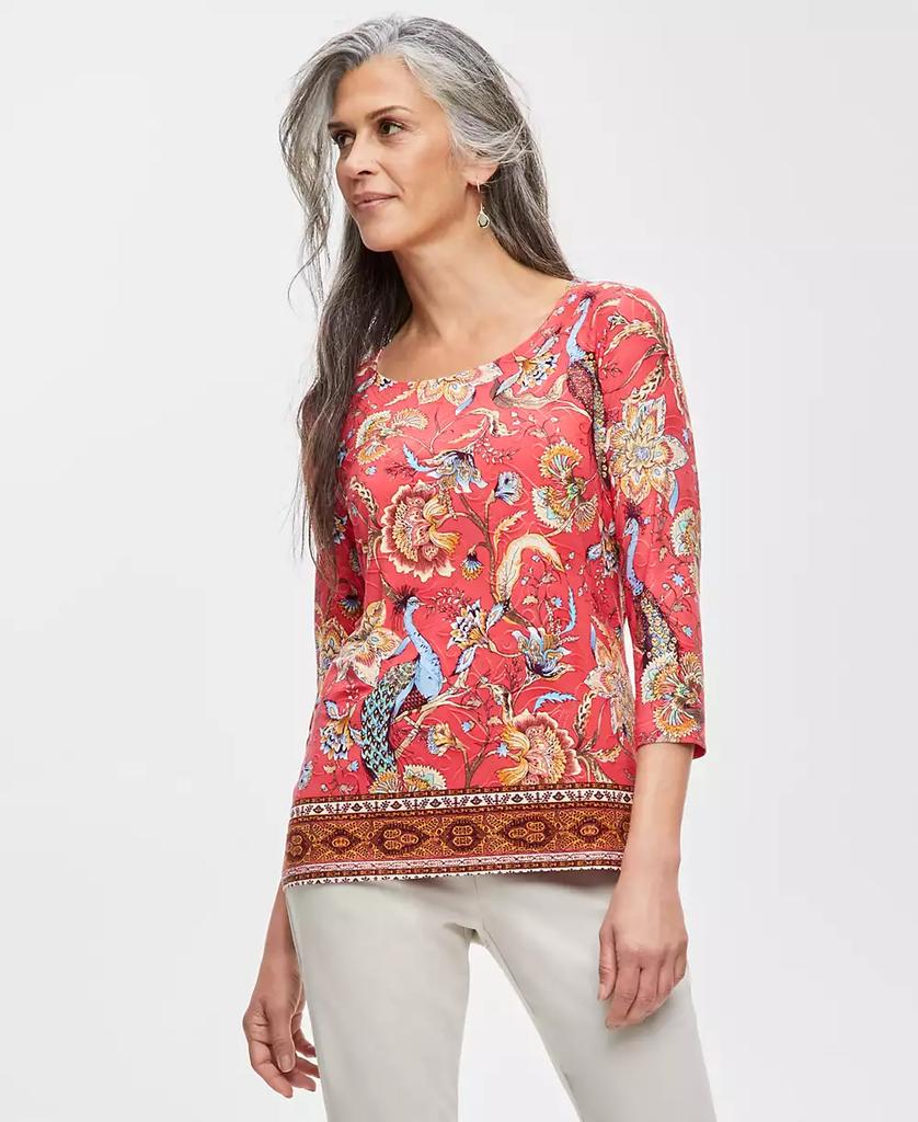 売れ筋商品|||ジェイエムコレクション カットソー トップス レディース Petite Printed Lace V-Neck Top, Exclusively at Macy's Deep Black Style & Co Petite V-Neck Lace-Trim Top, Created for Macy's