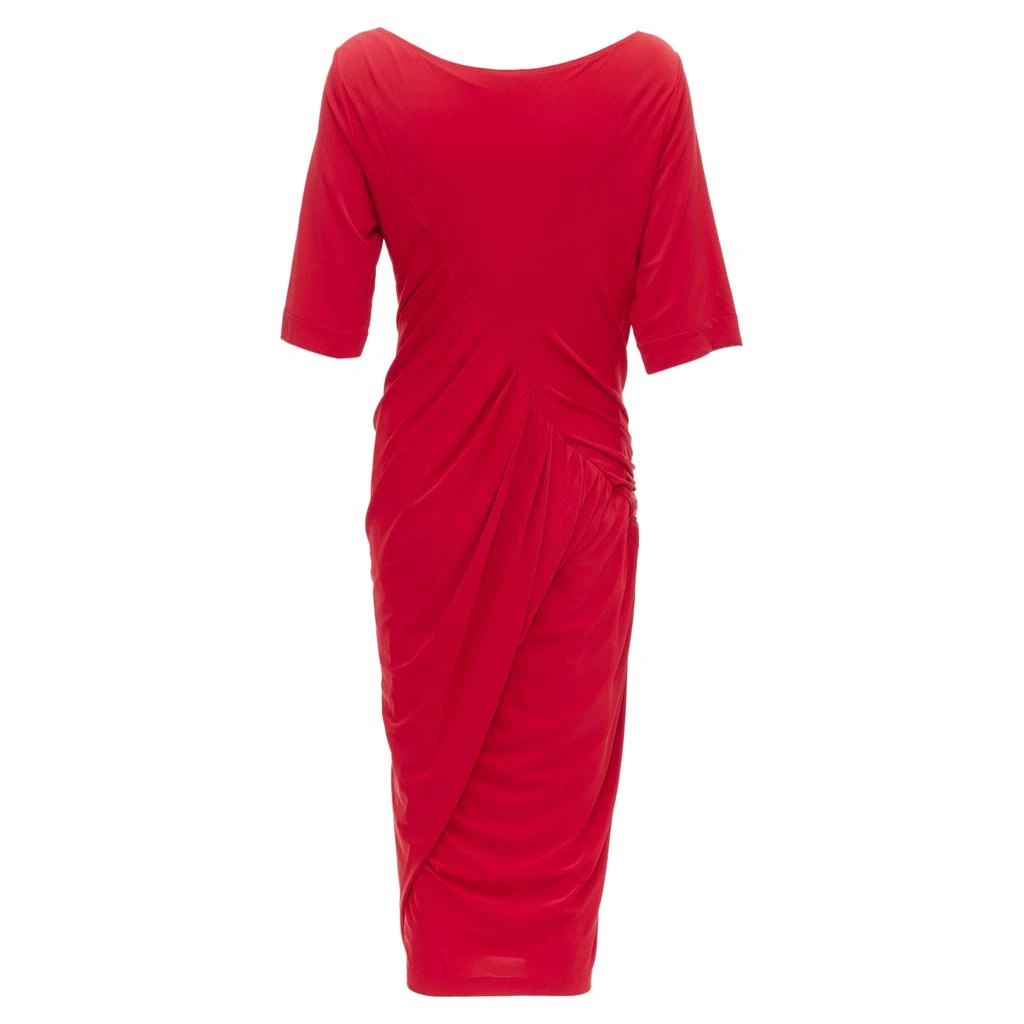 Donna Karan Asymmetric Neck Tuck Draped Midi Dress 5