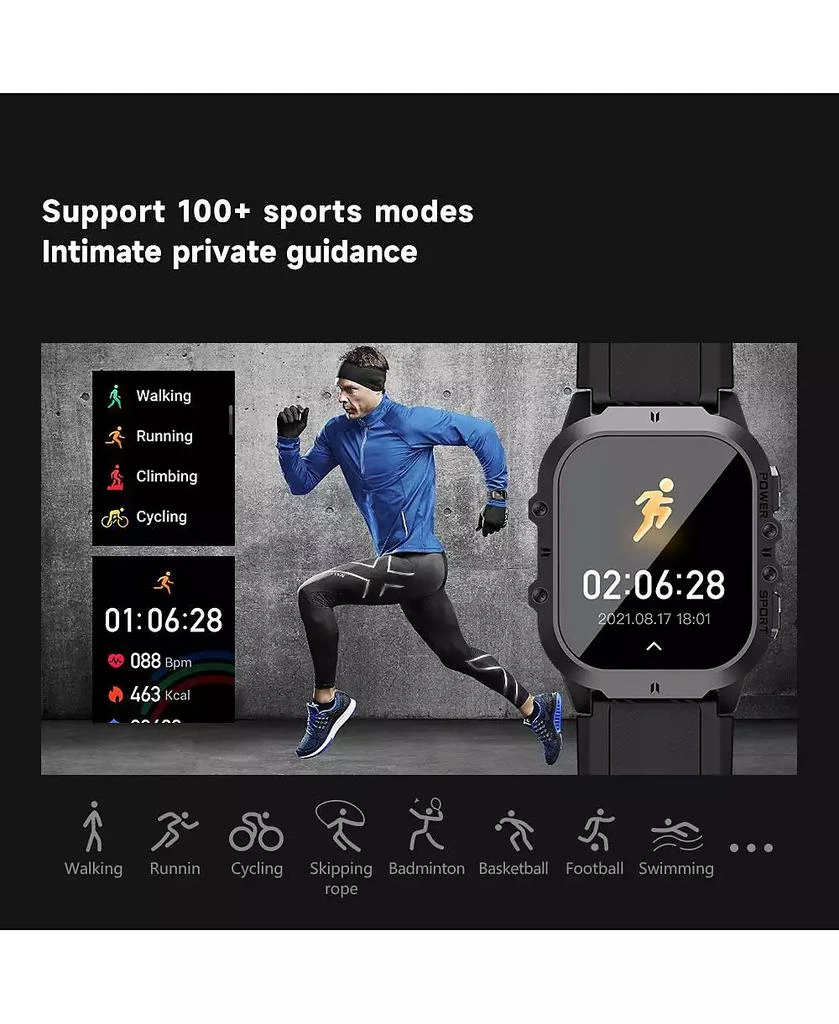 RUXING Smart 1.96'' AMOLED HD Large Screen Smart Watch For Men With Movement Call, Heart rate Blood oxygen Blood pressure monitoring, 1ATM -Blue line 6