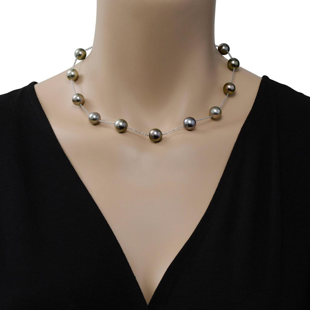 Assael Assael 18K White Gold Tahitian Natural Color Pearl Collar Necklace N5019