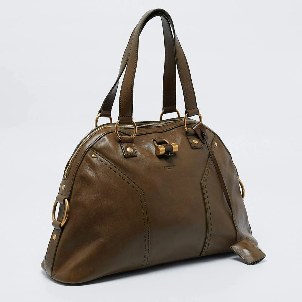 Yves Saint Laurent Yves Saint Laurent Olive Green Leather Large Muse Bag 3
