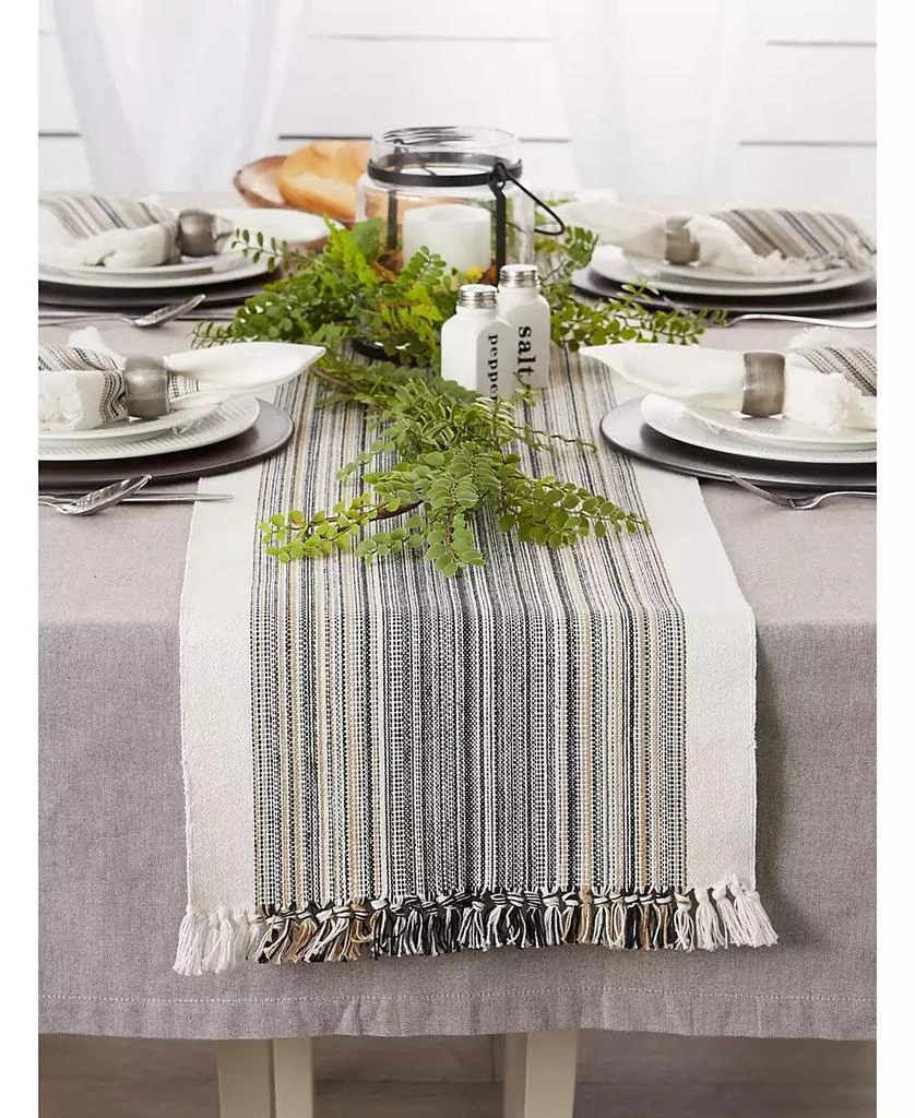 Design Imports Striped Fringed Table Runner, 14" x 72" 5
