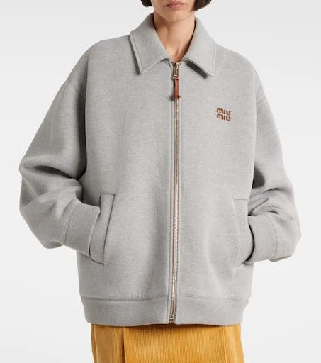 Miu Miu Logo cotton jersey blouson  5