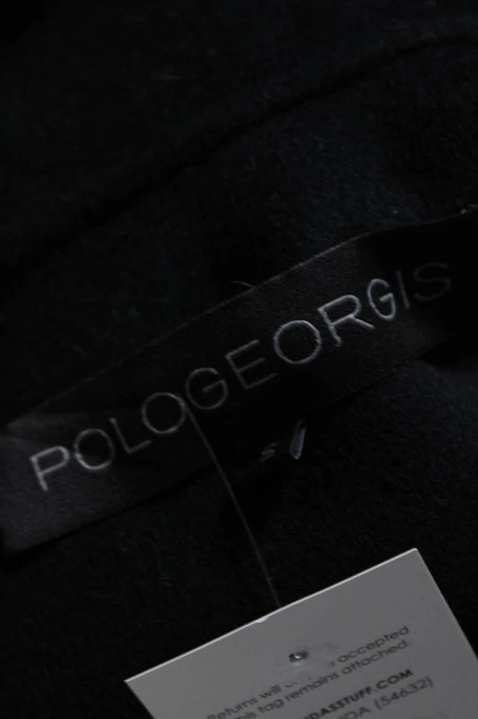 Pologeorgis Womens Mink Fur Trim Dolman Sleeve Maren Fleece Jacket Black 6