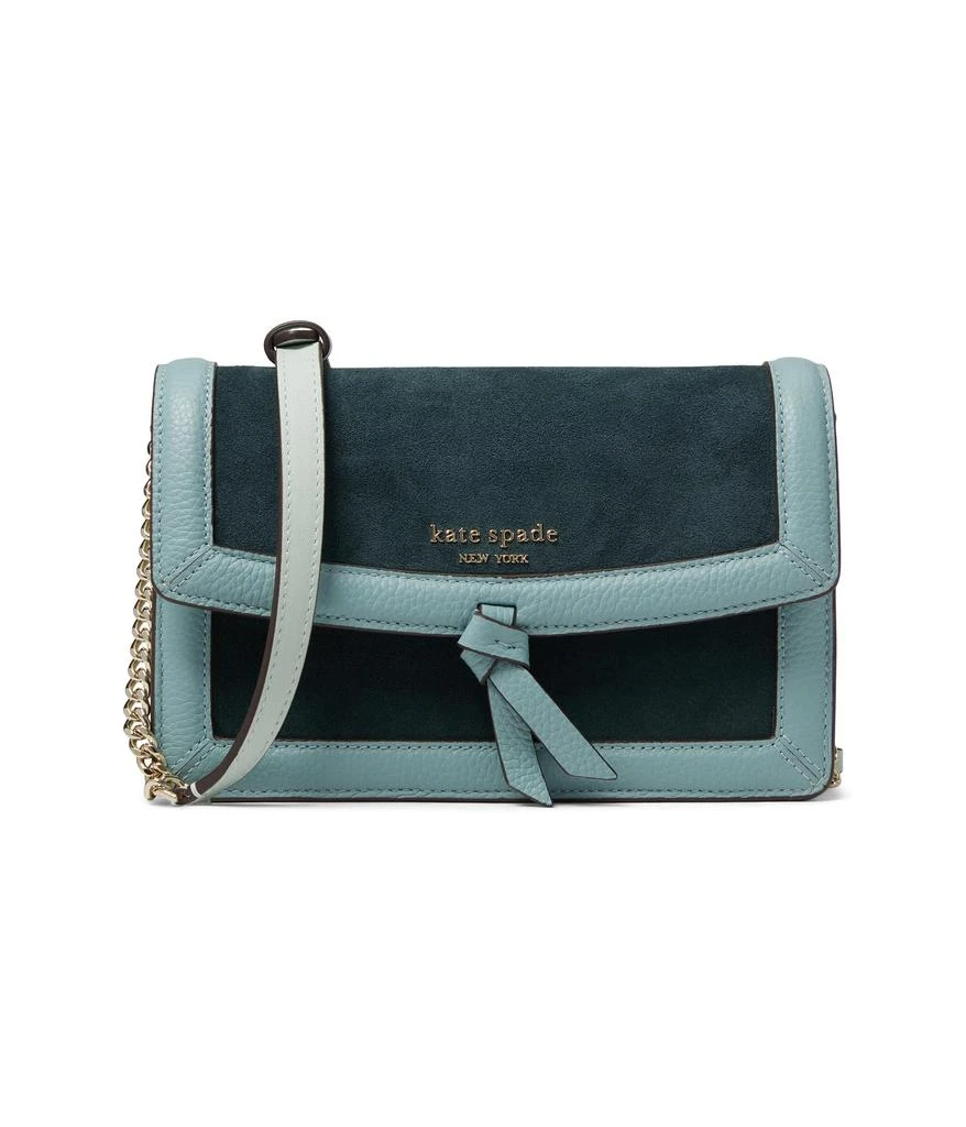 Kate Spade New York Knott Color-Blocked Pebbled Leather and Suede Leather Flap Crossbody 1