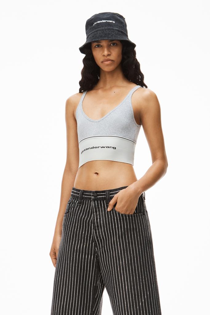 Alexander Wang LOGO ELASTIC BRA IN RIBBED JERSEY