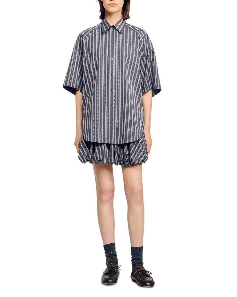 Sandro Oversized Striped Rhinestone Shirt 6