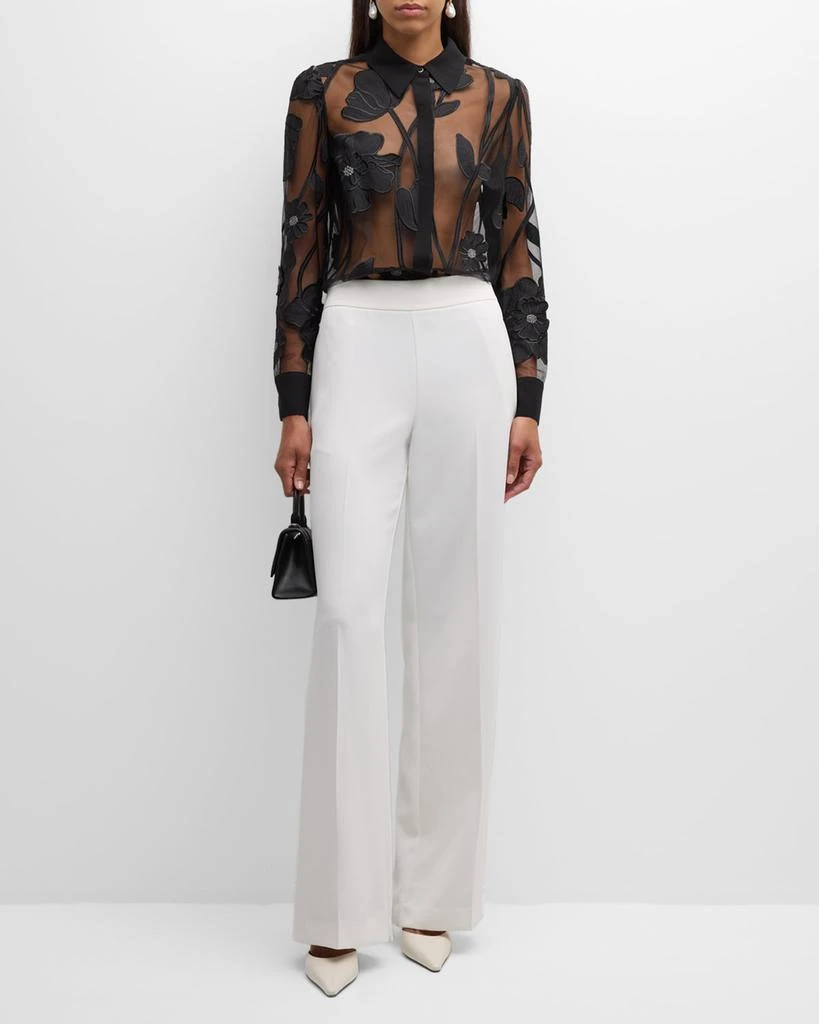 Milly Ashton Sheer Floral-Embroidered Top 2