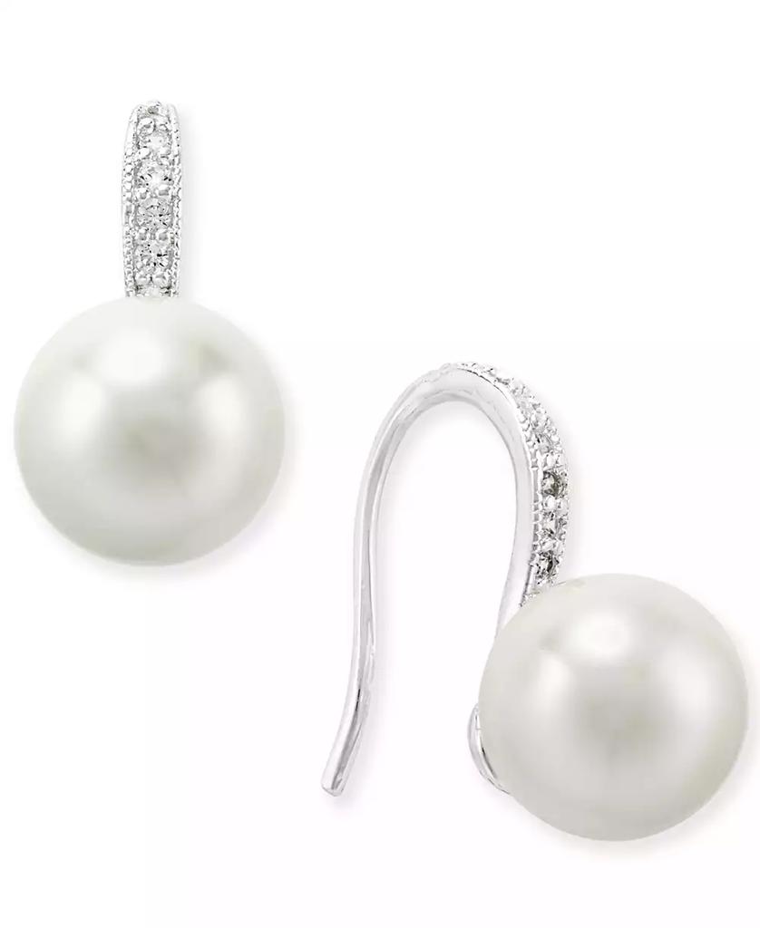 Charter Club Silver-Tone Imitation Pearl and Pavé Drop Earrings, Created for Macy's