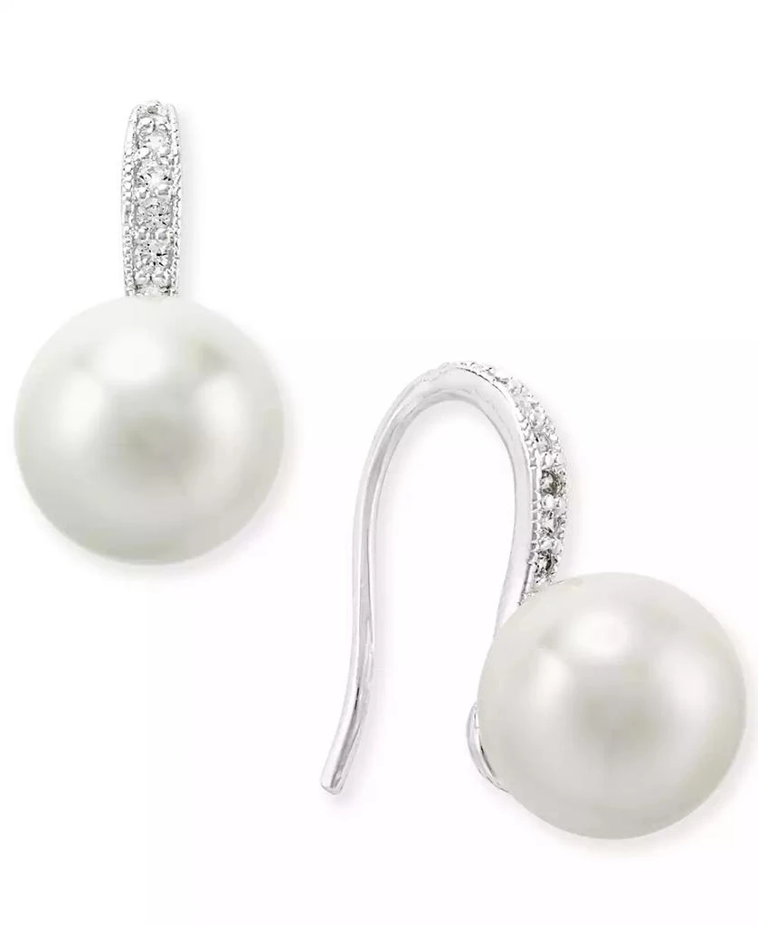 Charter Club Silver-Tone Imitation Pearl and Pavé Drop Earrings, Created for Macy's 1