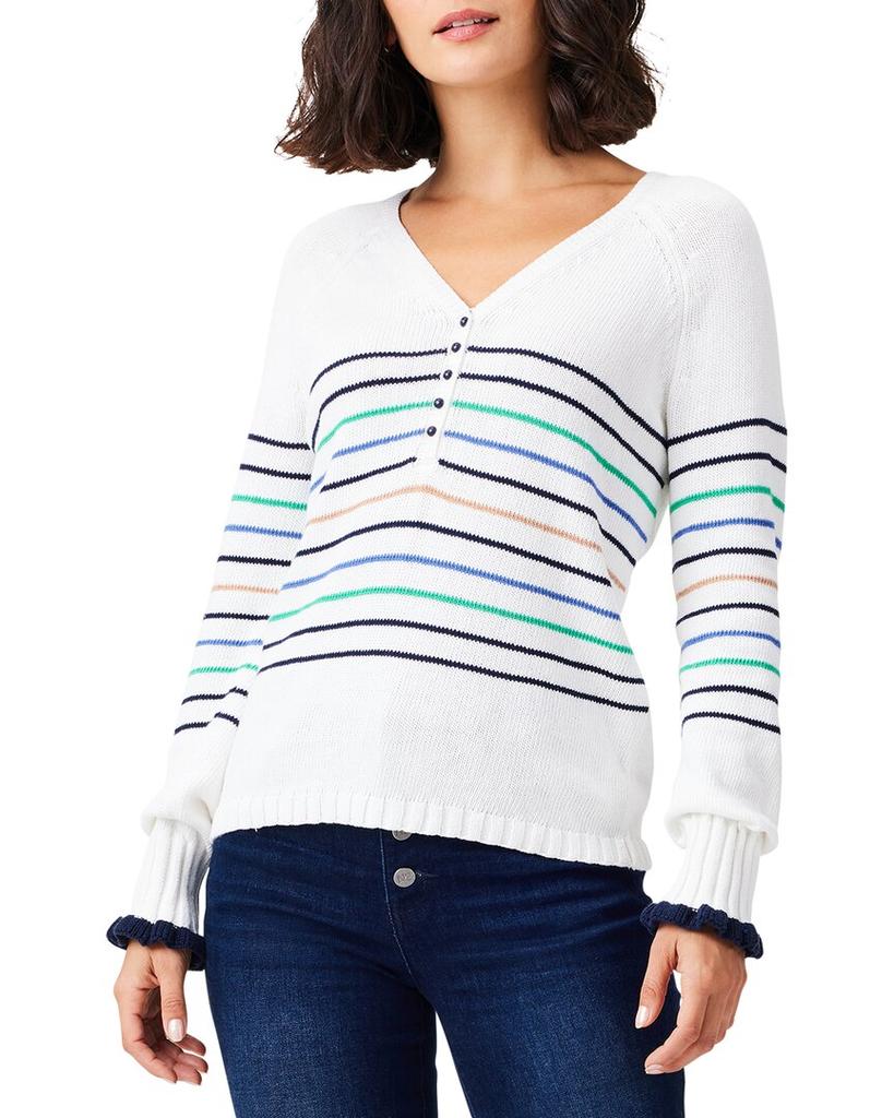 Dokotoo Womens Sweater NIC+ZOE Nic+zoe Stripe Sweater In Green