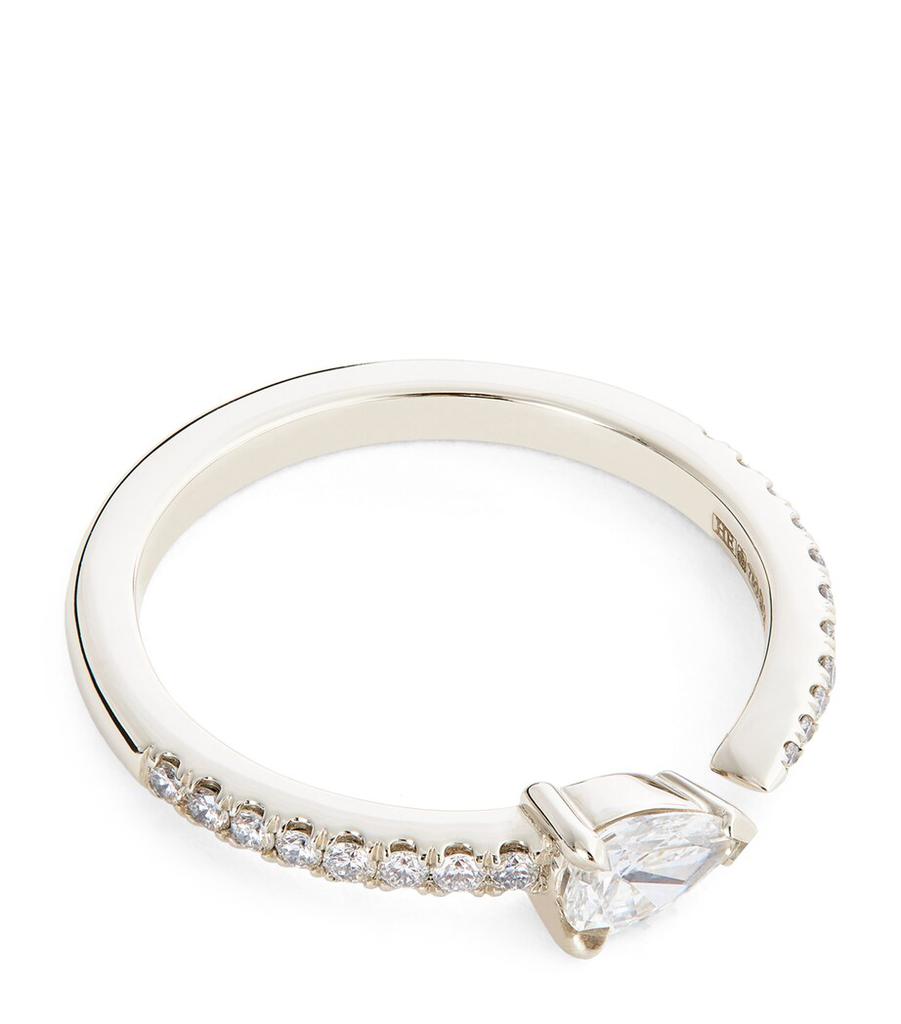 Engelbert White Gold and Diamond Pavé Drop Links Ring