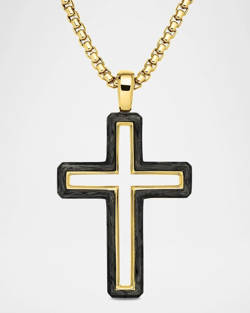 David Yurman Men
s Forged Carbon Cross Pendant in 18K Gold, 37mm