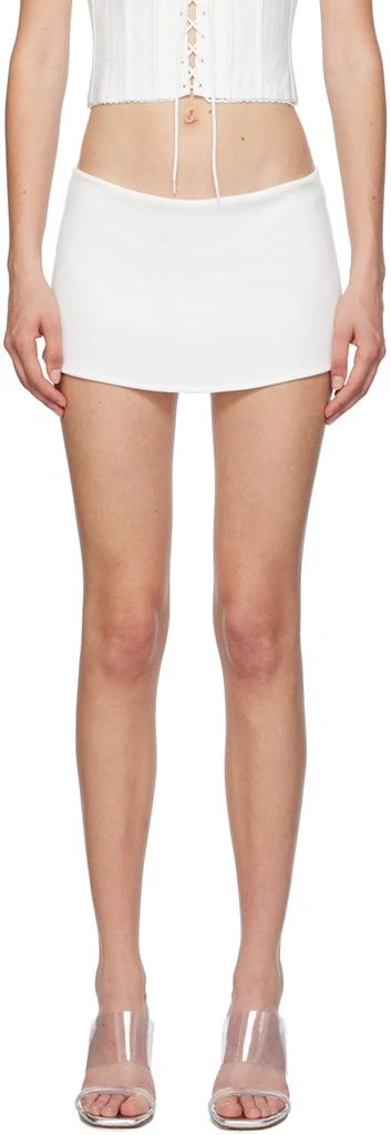 GUIZIO White Micro Mini Stretch Miniskirt 1